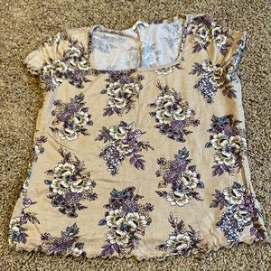 Tan flower patterned top for girls.